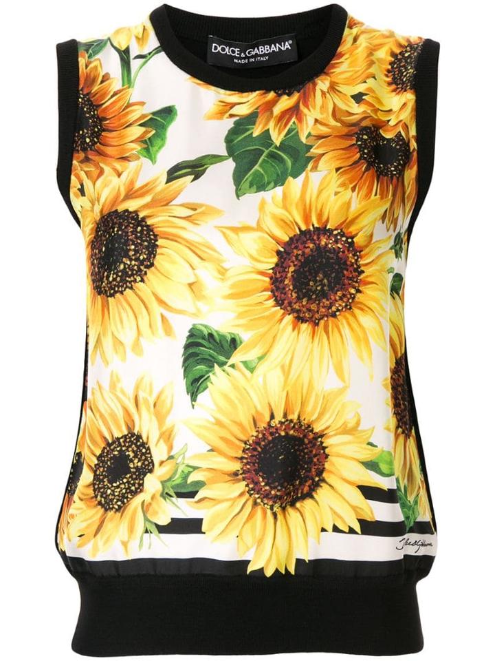 Dolce & Gabbana Sunflower Print Tank Top - Black