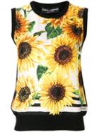 Dolce & Gabbana Sunflower Print Tank Top - Black