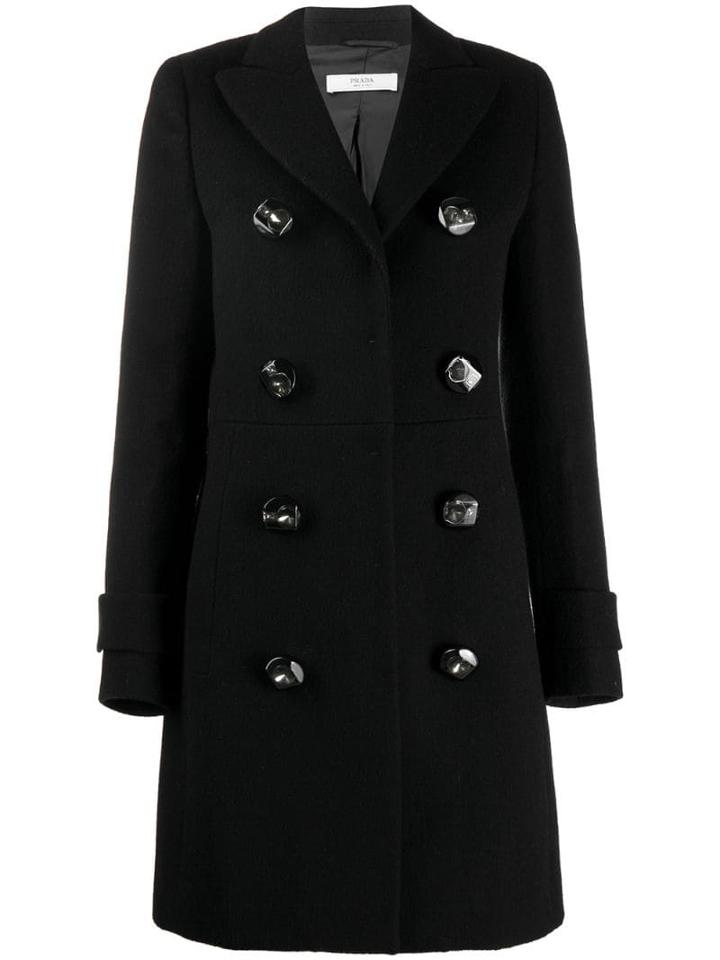 Prada Pre-owned 1990's Decorative Buttons Coat - Black