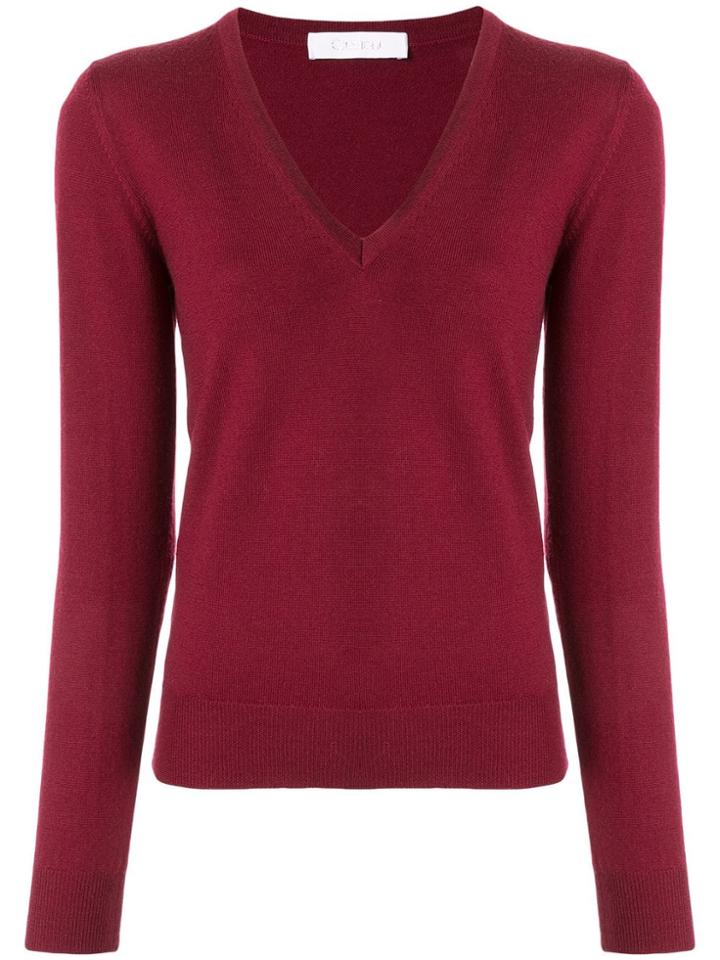 Cruciani Knit V-neck Sweater - Red