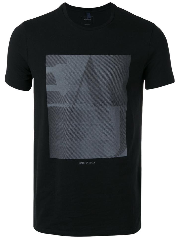 Armani Jeans - Logo Print T-shirt - Men - Cotton/spandex/elastane - Xxl, Black, Cotton/spandex/elastane
