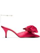 Magda Butrym Pink China 65 Bow Silk Satin Mules - Pink & Purple
