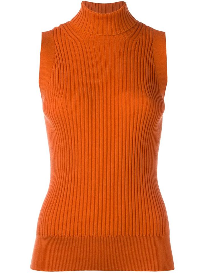 Maison Margiela Sleeveless Knit Top, Women's, Size: Medium, Yellow/orange, Wool