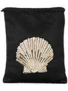 Attico - Rhinestones Shell Drawstring Clutch - Women - Acetate/viscose - One Size, Women's, Black, Acetate/viscose