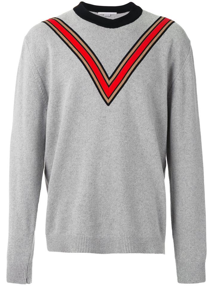 Stella Mccartney V-stripe Sweater, Men's, Size: Small, Grey, Cashmere/wool/polypropylene