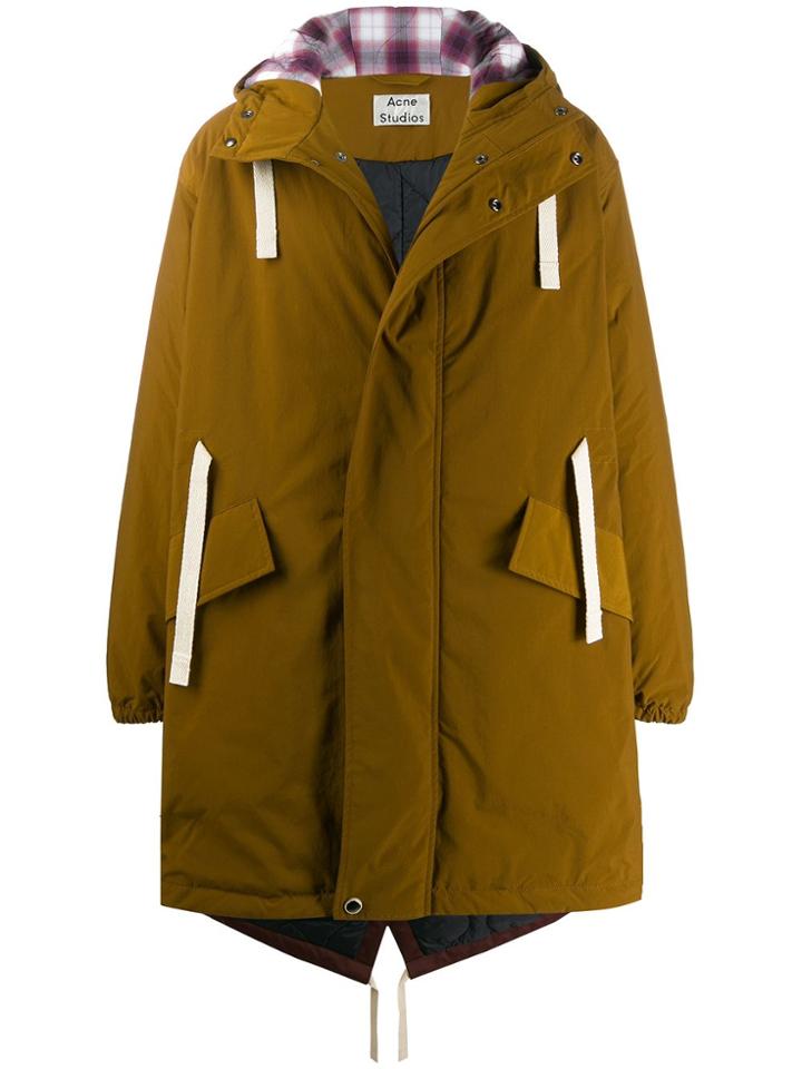 Acne Studios Contrast Drawstrings Parka Coat - Neutrals