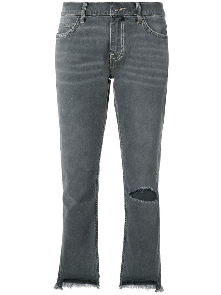 Current/elliott Distressed Cropped Jeans - Grey