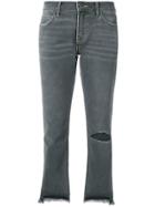 Current/elliott Distressed Cropped Jeans - Grey