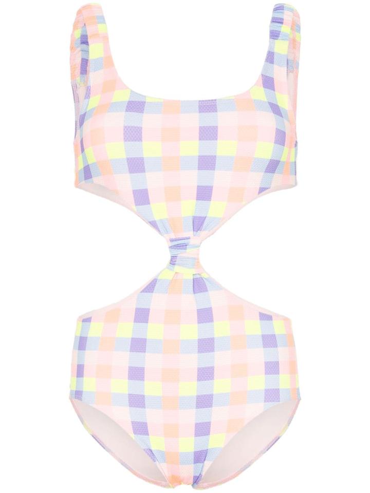 Paper London Barbuda Cut-out Gingham Swimsuit - Orange