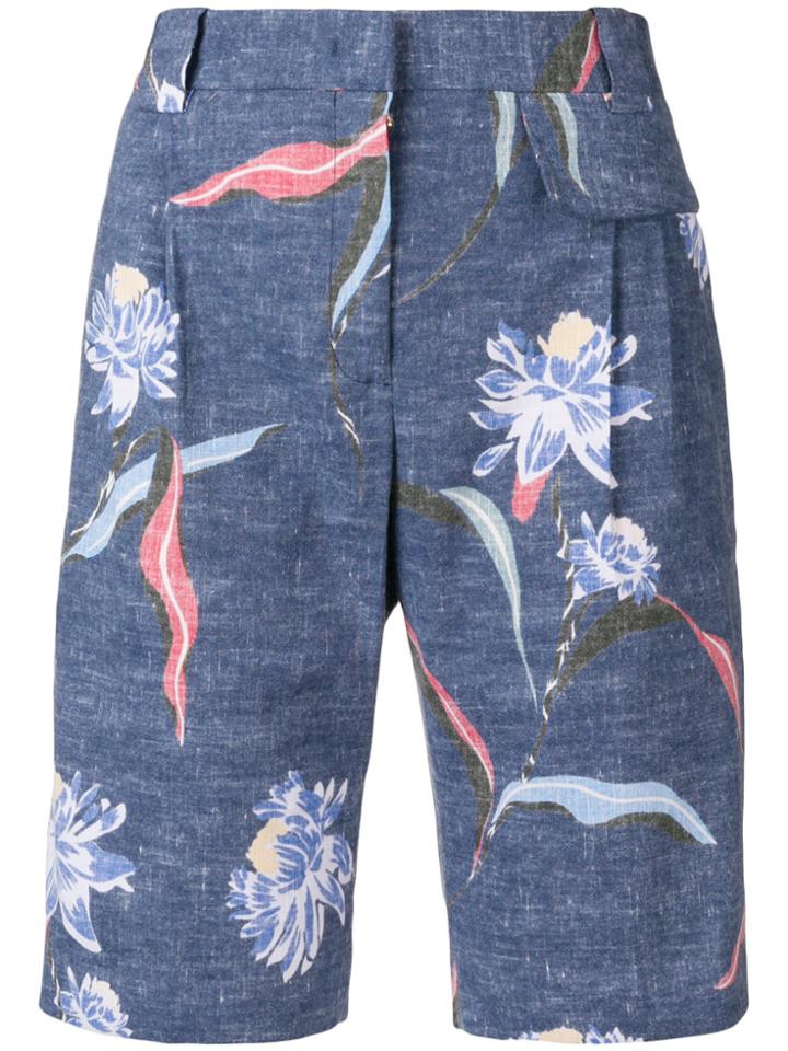 Paul Smith Floral Print Tailored Shorts - Blue