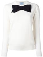 Prada Bow Detail Jumper, Women's, Size: 40, White, Silk/wool