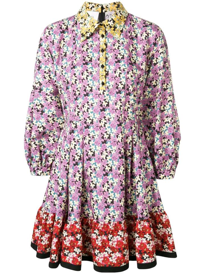 Valentino Floral Print Dress - Purple