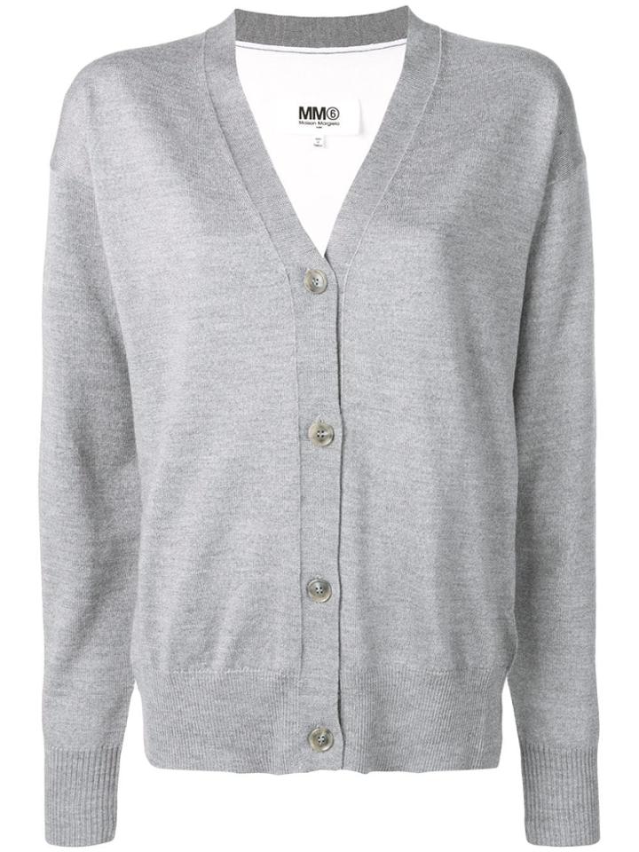 Mm6 Maison Margiela Two-tone Knitted Cardigan - Grey
