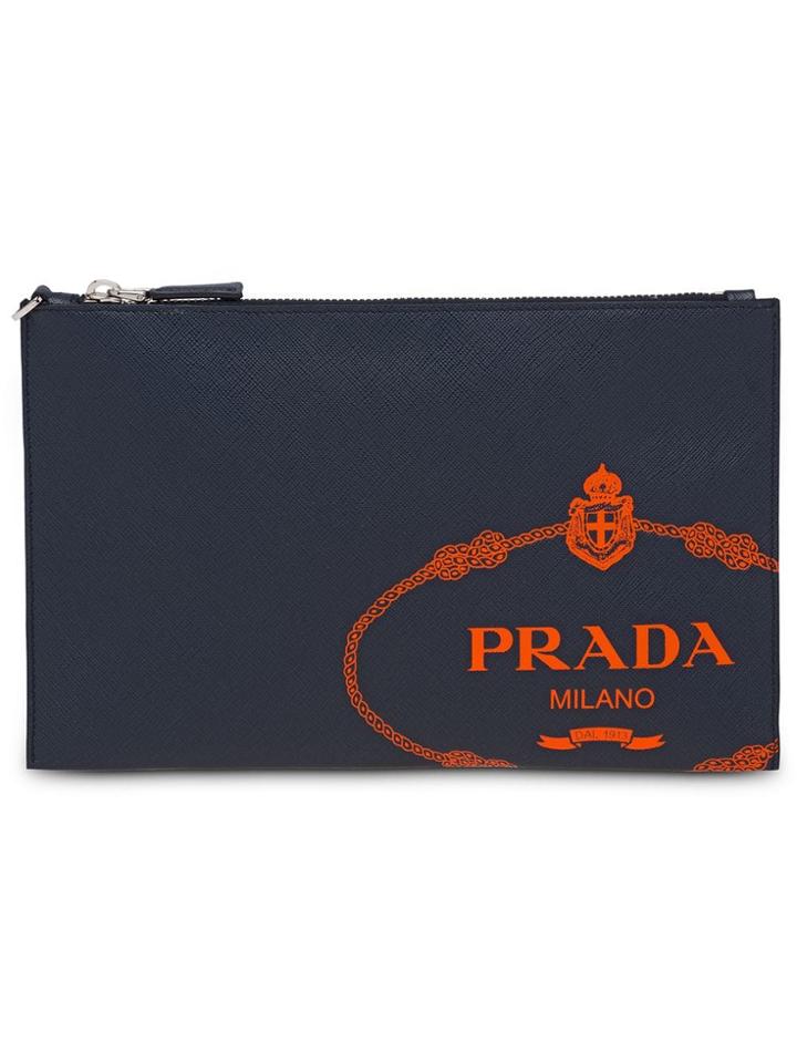 Prada Saffiano Leather Document Holder - Blue