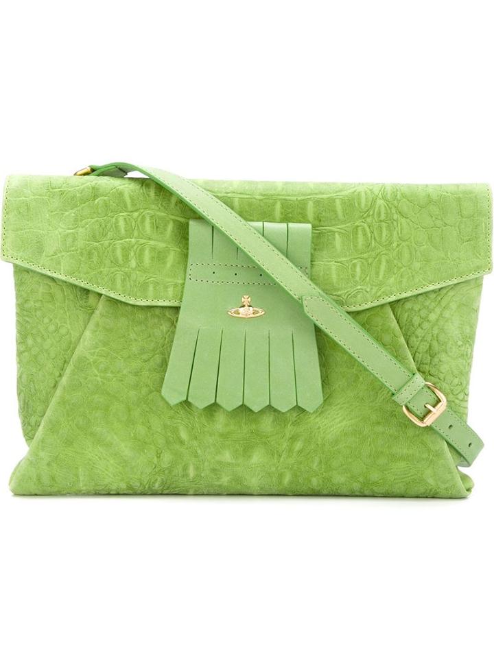 Vivienne Westwood Snakeskin Effect Big Crossbody Bag, Women's, Green, Calf Leather
