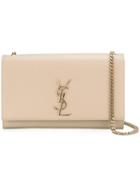 Saint Laurent Classic Monogram Chain Wallet, Women's, Nude/neutrals, Calf Leather