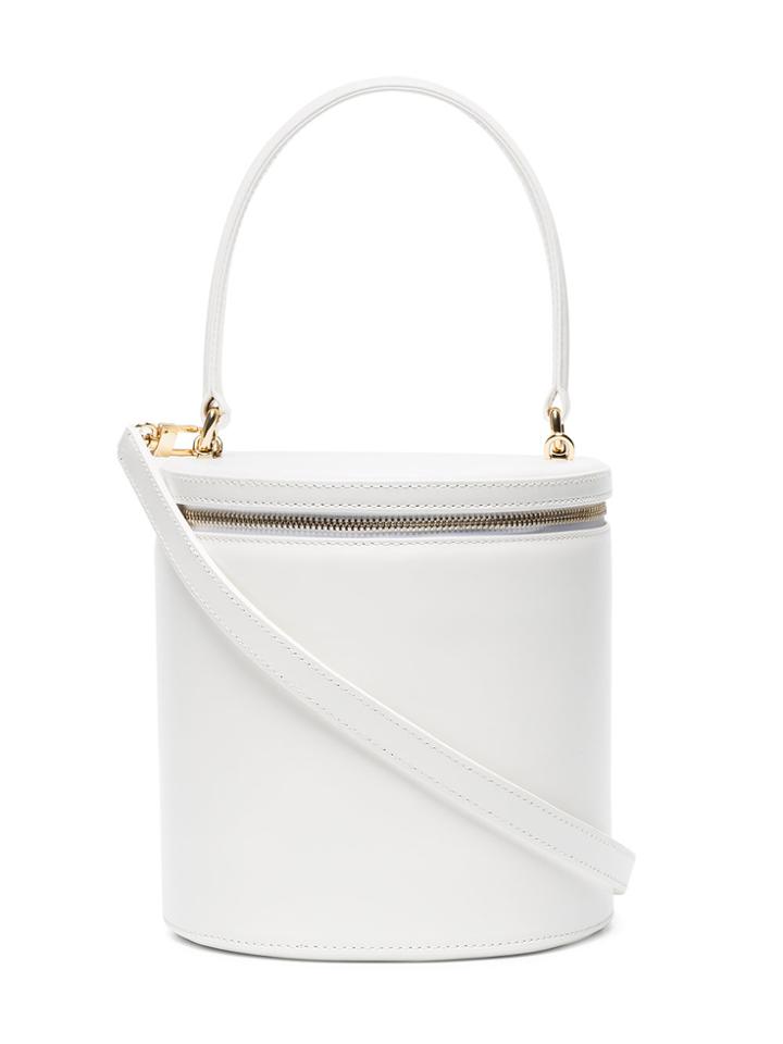 Staud White Vitti Leather Bucket Bag