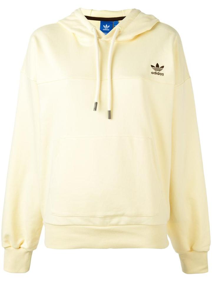 Adidas Logo Embroidered Hoodie, Women's, Size: Medium, Yellow/orange, Cotton/polyester