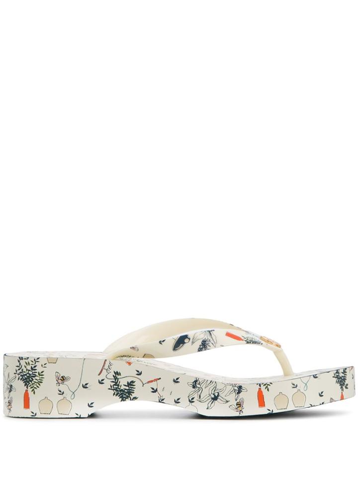Tory Burch Carved Wedge Flip-flops - Neutrals