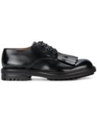 Alexander Mcqueen Black Leather Fringe Derby Shoes