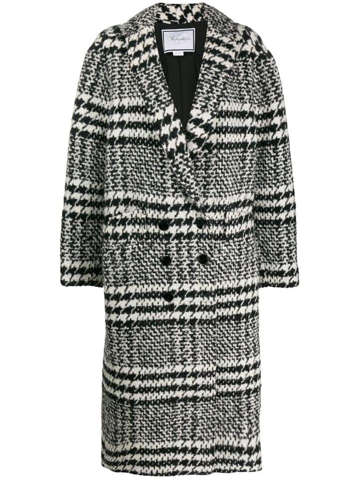 Redemption Checked Double-breasted Coat - Black