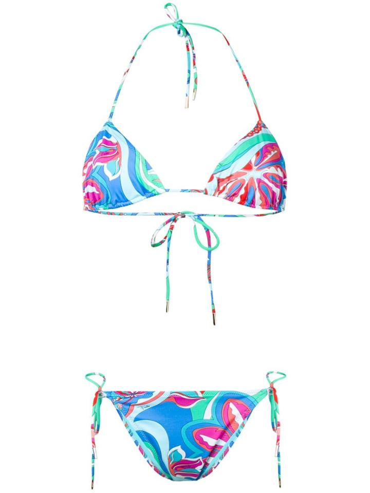 Emilio Pucci Printed Halterneck Bikini - Blue