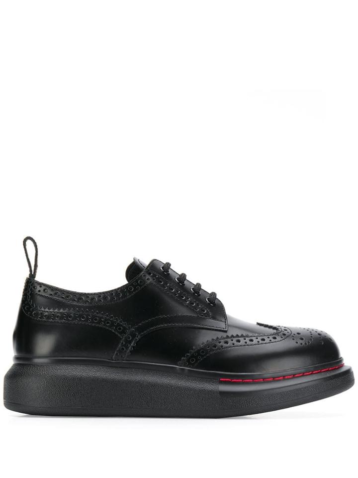 Alexander Mcqueen Low Platform Heel Brogues - Black
