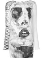 Anthony Vaccarello - Printed Fitted Mini Dress - Women - Spandex/elastane/viscose - 36, White, Spandex/elastane/viscose
