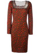 Blumarine Neon Animal Print Dress, Women's, Size: 42, Brown, Virgin Wool