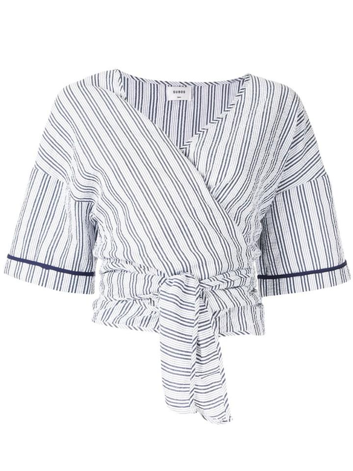Suboo Rush Stripe Wrap Top - Blue