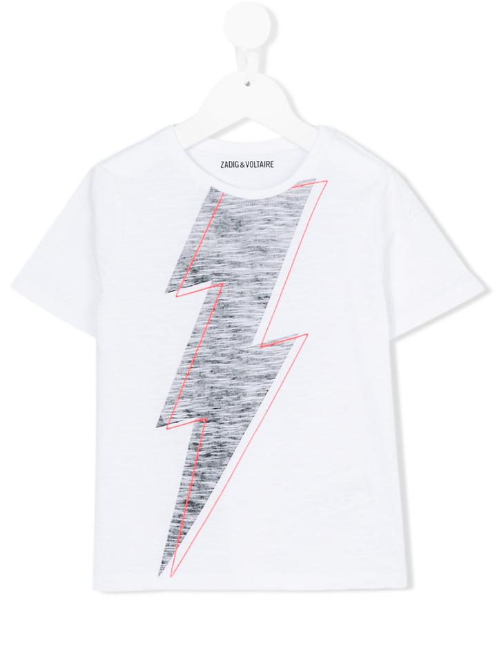 Zadig & Voltaire Kids - Lightning Bolt Print T-shirt - Kids - Cotton - 6 Yrs, Boy's, White