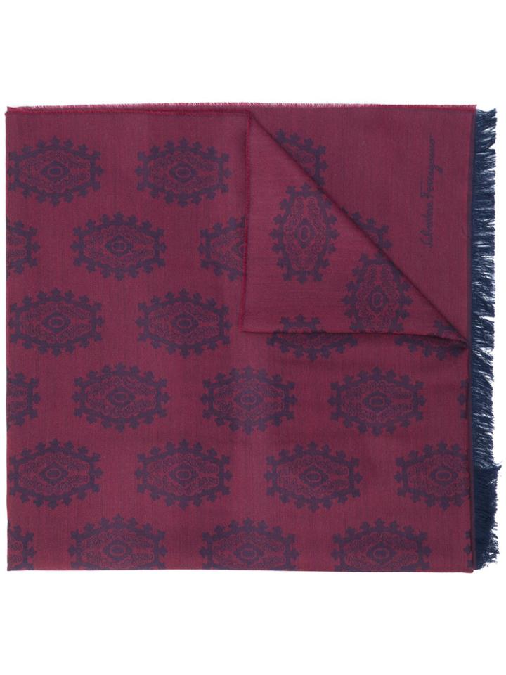 Salvatore Ferragamo Jacquard Scarf - Red