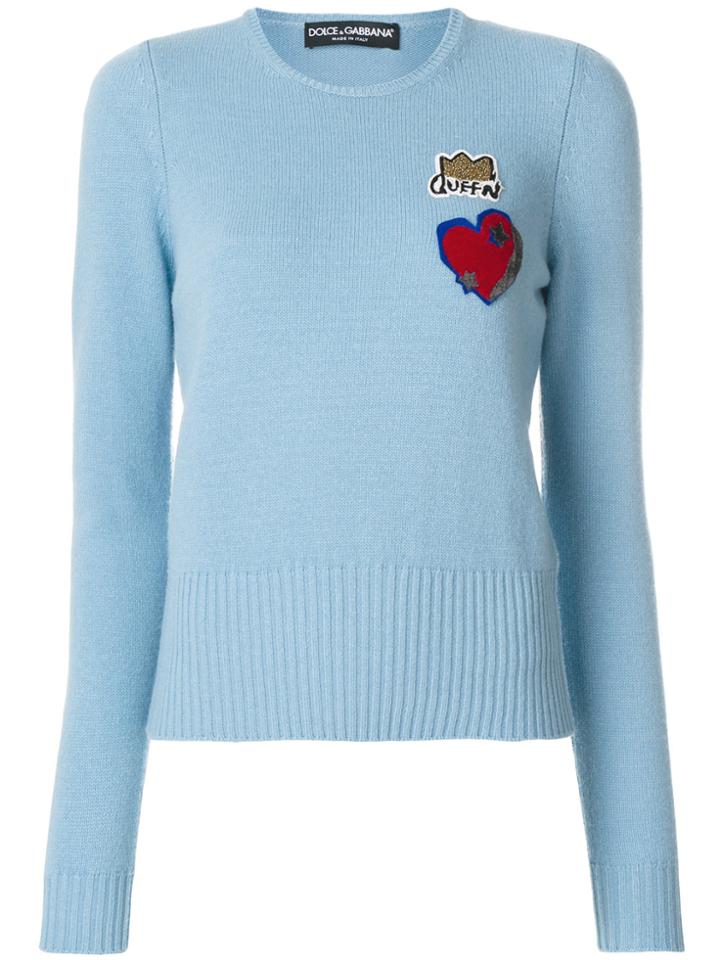 Dolce & Gabbana Queen Patch Jumper - Blue