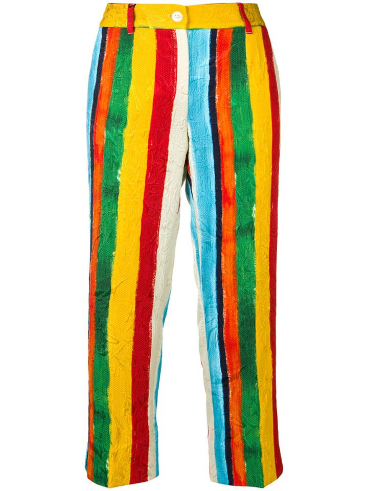 Dolce & Gabbana Painted Stripe Print Trousers - Yellow & Orange