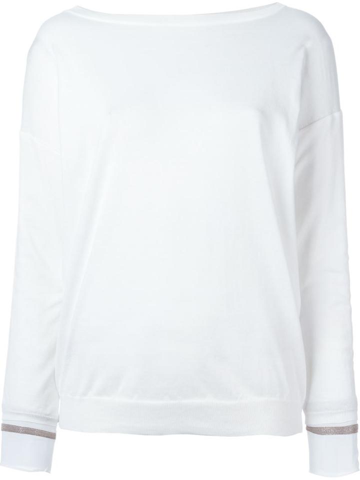 Brunello Cucinelli Boat Neck Beaded Cuff Jumper