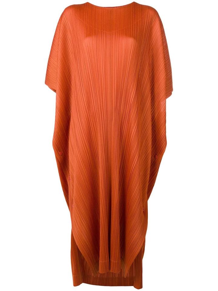 Pleats Please By Issey Miyake Pleated Kaftan Dress - Orange