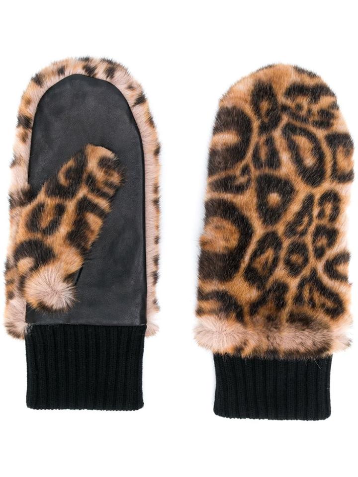 Bellerose Leopard-print Mittens - Brown