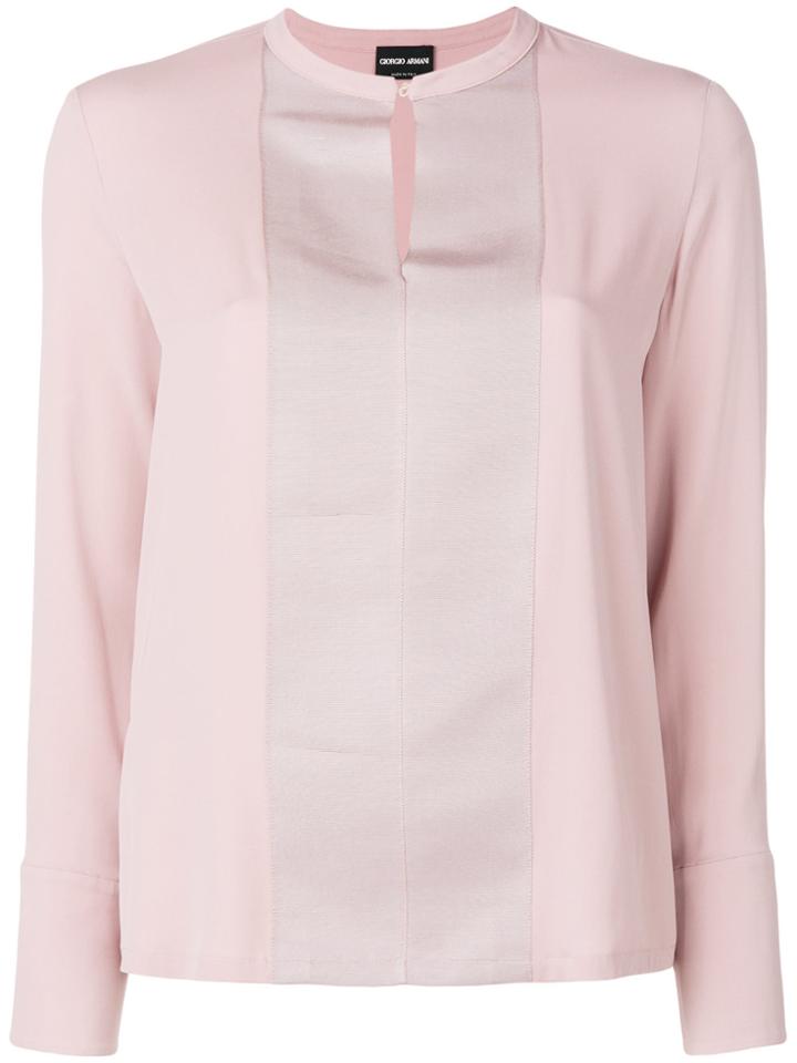 Giorgio Armani Mandarin Collar Blouse - Pink & Purple