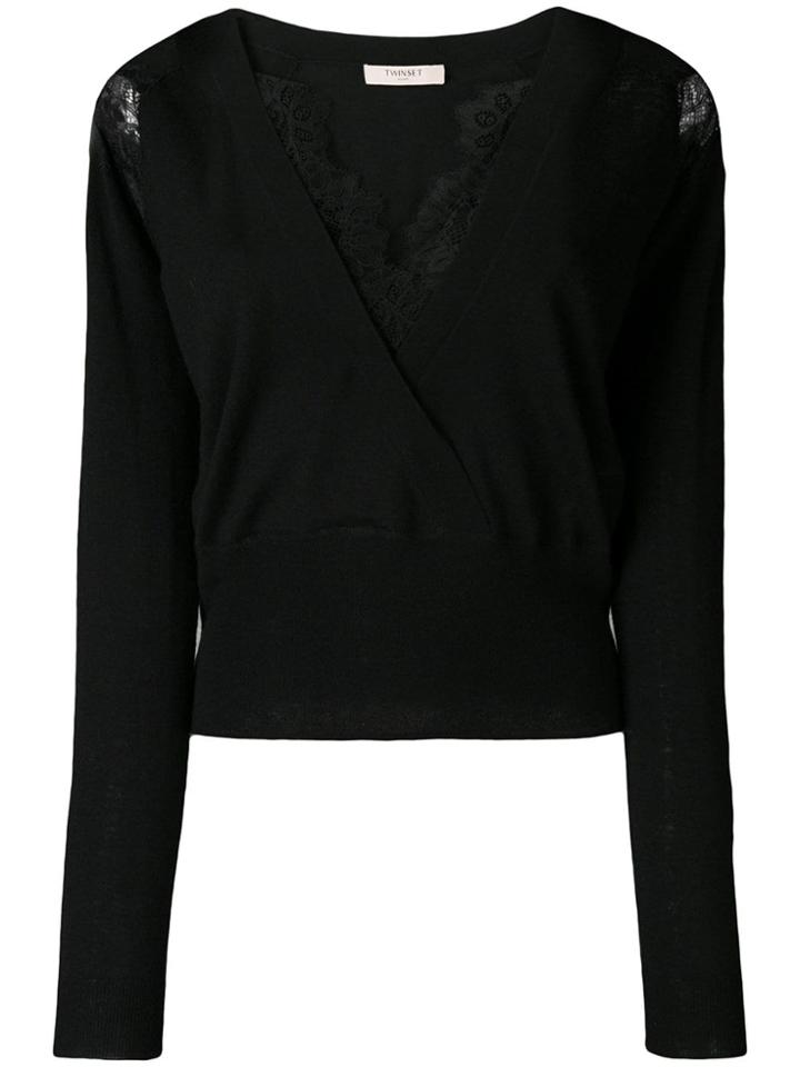 Twin-set V Neck Knit Sweater - Black