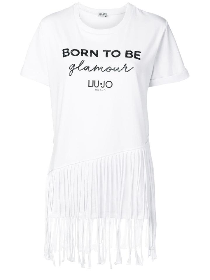 Liu Jo Slogan Fringed T-shirt - White