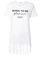 Liu Jo Slogan Fringed T-shirt - White