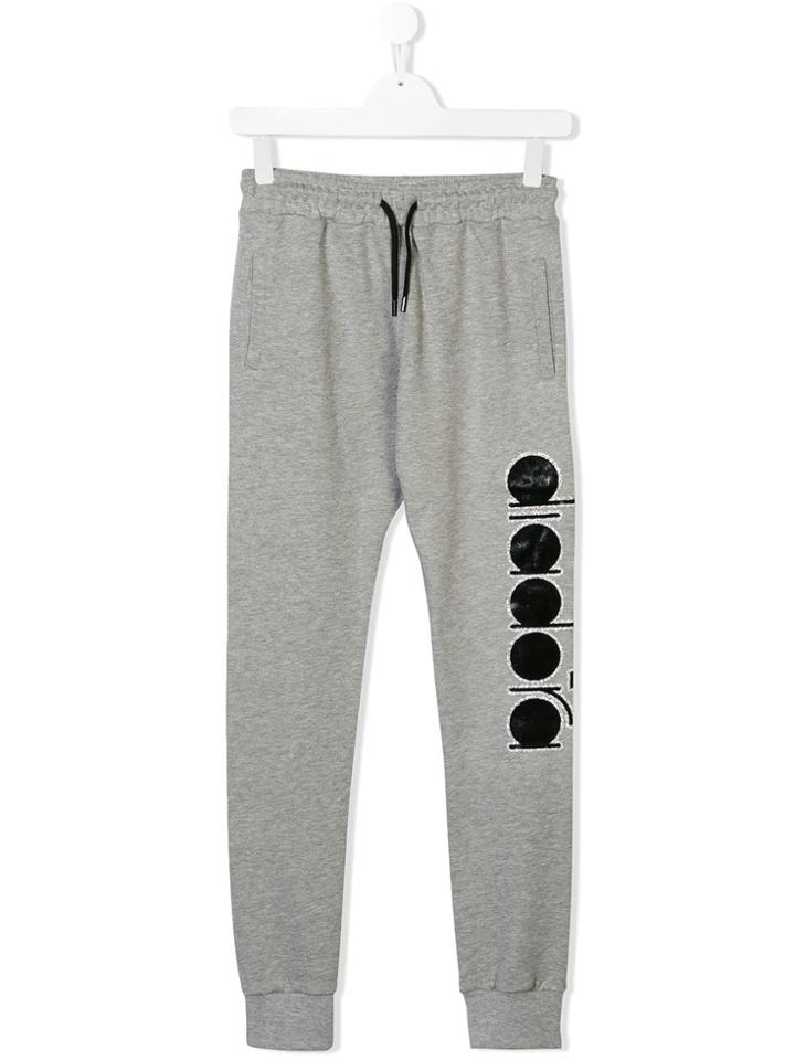 Diadora Junior Drawstring Logo Trousers - Grey