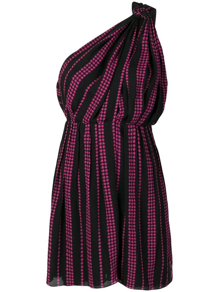 Saint Laurent Star Print Asymmetric Dress - Black