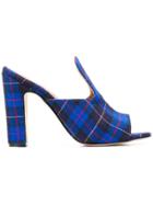 Paris Texas Tartan Open Toe Sandals - Blue