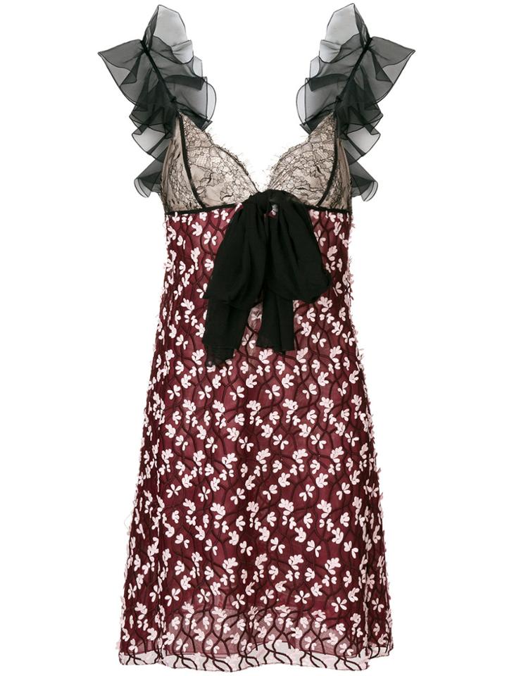 Giambattista Valli Lace Panel Floral Print Dress - Red