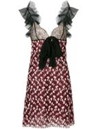Giambattista Valli Lace Panel Floral Print Dress - Red