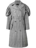 Simone Rocha Checked Trench Coat, Women's, Size: 10, Grey, Cotton/linen/flax/spandex/elastane/acetate