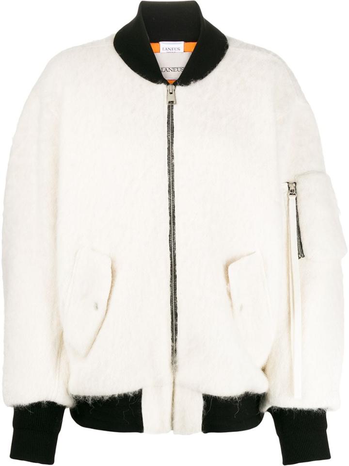 Laneus Oversized Bomber Jacket - White