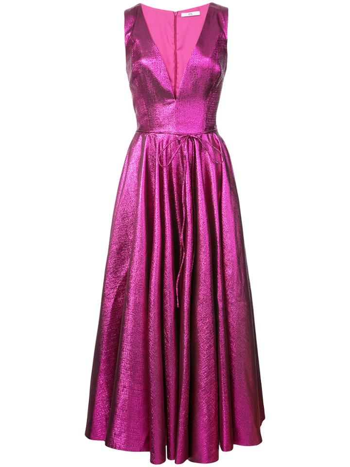 Zac Zac Posen V-neck Flared Dress - Pink & Purple