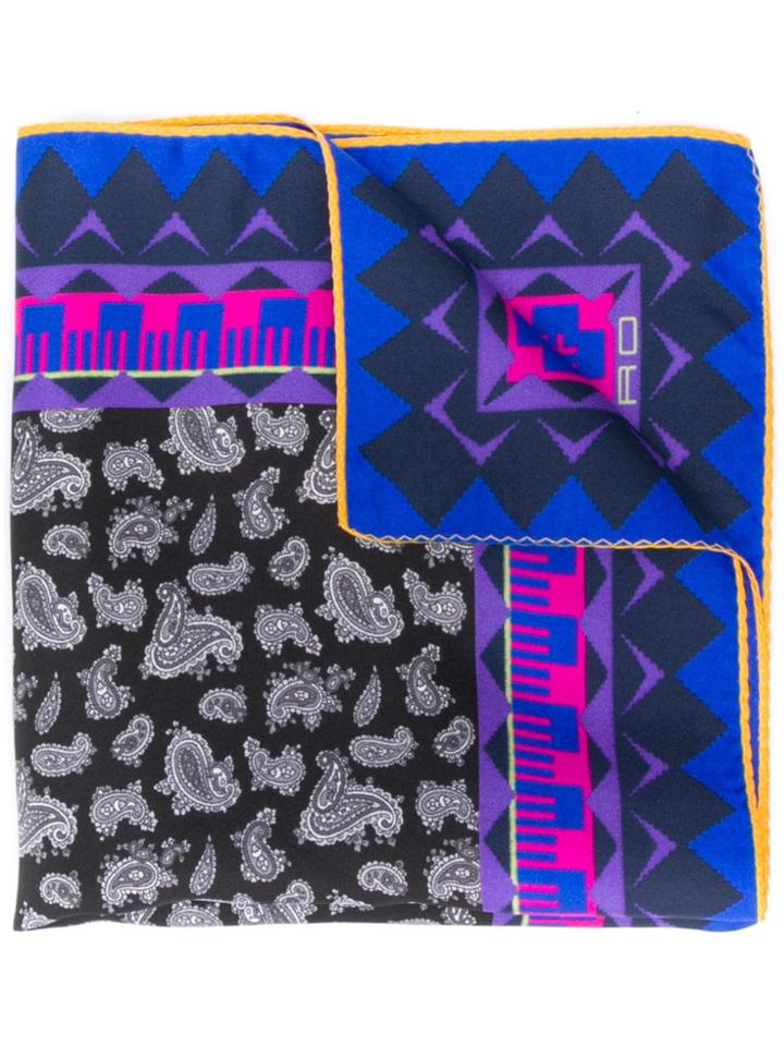 Etro Double-print Pocket Square - Blue